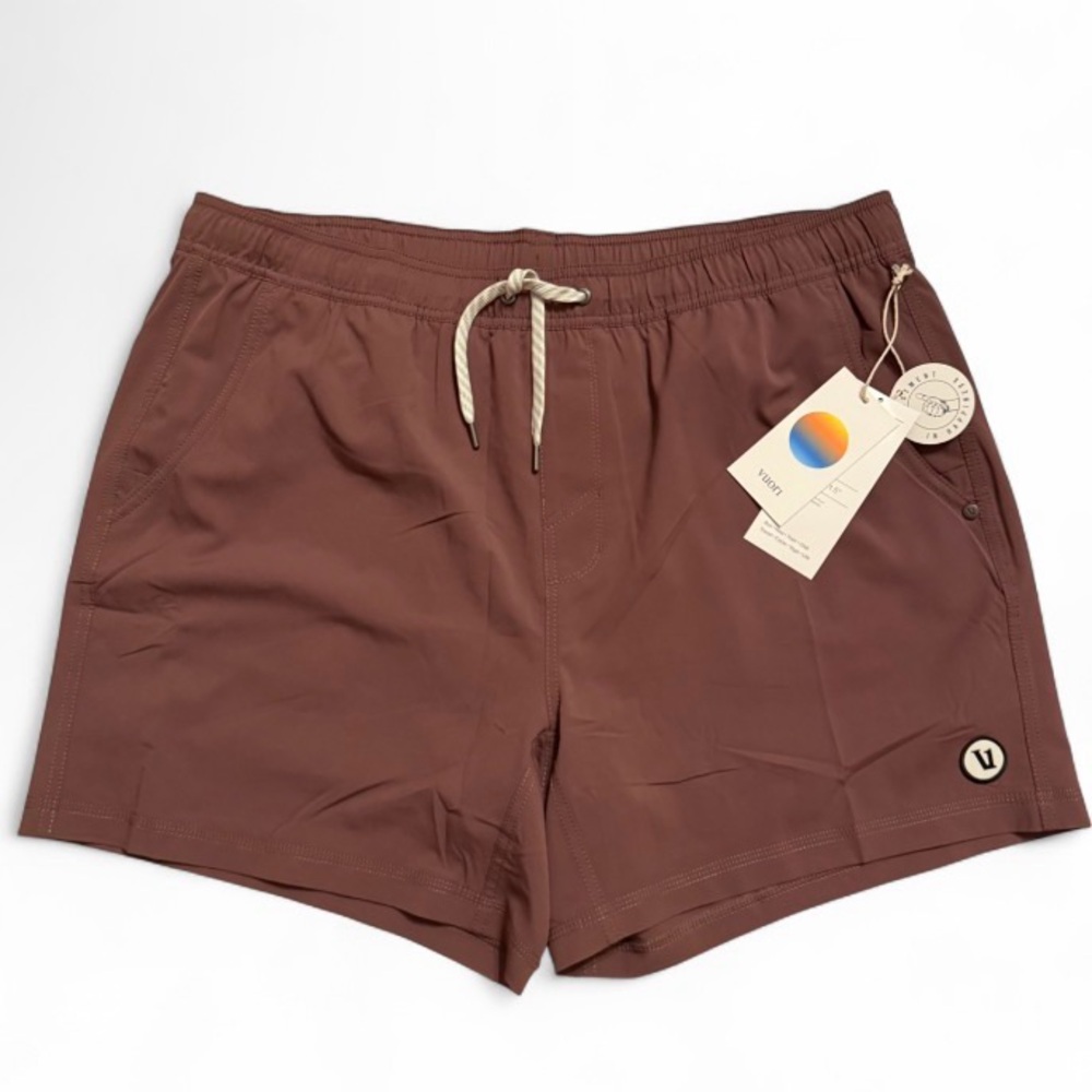 Vuori Kore men's shorts size XXL.  5 inch inseam.  Purple burgandy color. NWT.